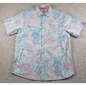 Tommy Bahama Mens Nova Wave Reverse Print Hawaiian Floral Button Up Shirt Large